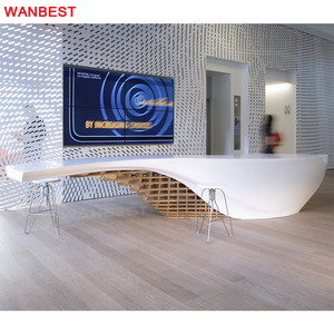 Acrylic Beauty Salon Spa tiếp tân bàn đá cẩm thạch phía trước truy cập bằng gỗ cong nhà hàng Spa phòng khám cửa hàng thu ngân truy cập - Product Image 2