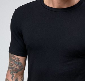 T-Shirt Slim Fit Lunga da <span class=keywords><strong>Uomo</strong></span> in Nero, 160 180 200 GSM, Vendita all'Ingrosso dalla Cina - Product Image 4