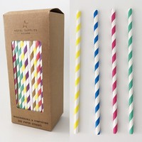 Écologique recyclable réutilisable Offre Spéciale bleu marine rayé enveloppé jetable biodégradable en paille de papier