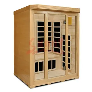 Carbon Dry Sauna Infrared Sauna Cabin, Hemlock And Full Spectrum For 3 Person