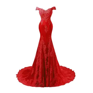 Женское вечернее платье-Русалка Morili, Красное/бордовое/Розовое Кружевное платье большого размера с аппликацией из бисера, для выпускного вечера, MPA267