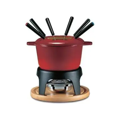 Christmas Cast Iron Fondue Set Cheese Chocolate Fondue