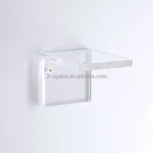 Prateleira acrílica lucite transparente, suporte de parede pequeno com borda quadrada para vídeo e fotos