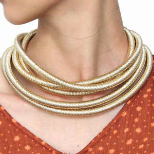 HANSIDON-gargantilla multicapa de 5 colores para mujer, Collar grueso, botón de magnetismo, Collar llamativo, joyería Maxi - Product Image 6