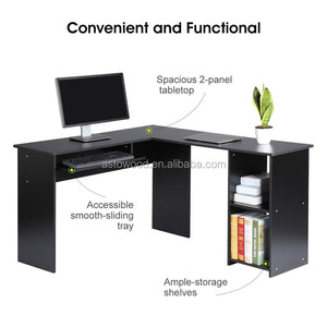 <span class=keywords><strong>Bureau</strong></span> d'angle pour ordinateur en forme de L, poste de travail moderne pour la maison ou le <span class=keywords><strong>bureau</strong></span>, avec <span class=keywords><strong>plateau</strong></span> coulissant silencieux pour clavier et 2 étagères - Product Image 6