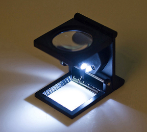 10X Three Folding <strong>Magnifying</strong> <strong>Glass</strong> Portable Zinc Alloy LED Illuminate Magnifier Loupe With Scale for Textile <strong>Jewelry</strong> Collection - Product Image 5