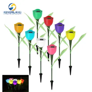 Outdoor Decor Colorful Tulip Sunflower Led Light Solar Stake Led Garden Light