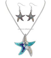 Collier pendentif en forme d'étoile de mer, bijou multicolore, travail manuel, mode de dubaï, en or