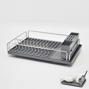 Useful Stainless Steel & ABS Modern Water-proof <b>Kitchen</b> Dish Drying <b>Rack</b> & Cutlery Holder Set - Product Image 1