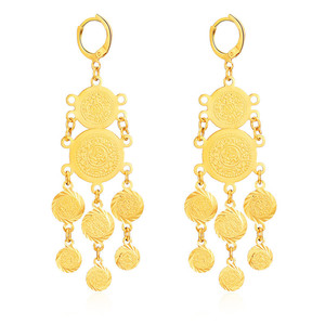 Lungo Nappa Arabo <span class=keywords><strong>Gioielli</strong></span> In Oro Placcato Orecchini Lunghi All'ingrosso - Product Image 3