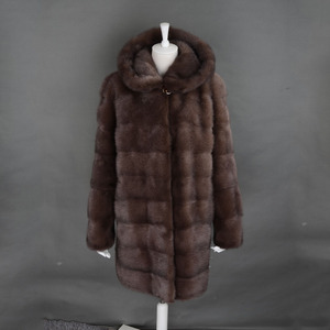 Lujo genuino piel entera de piel de visón <span class=keywords><strong>abrigo</strong></span> largo con capucha - Product Image 1