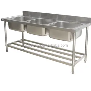 Australia Restaurant Kitchen Sink Factory Customized Stainless Steel Industrial Sink Commercial Prep Sink Table Bench