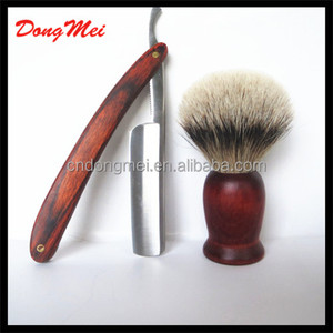 Manche en bois <span class=keywords><strong>blaireau</strong></span> ensemble, couteau <span class=keywords><strong>de</strong></span> <span class=keywords><strong>barbier</strong></span> et <span class=keywords><strong>blaireau</strong></span> - Product Image 2