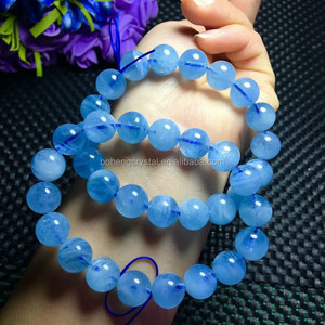 Niza redonda natural Aquamarine piedras preciosas naturales individuales pulsera anillo - Product Image 2