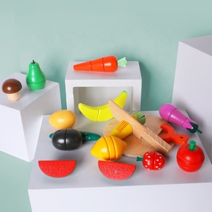 Jouets de cuisine en bois de cm, légumes <span class=keywords><strong>et</strong></span> fruits, jeu de coupe magnétique miniature - Product Image 2