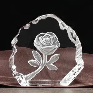 Wholesale Crystal Iceberg Rose Flower Customized Love Theme Rose Image For Wedding Souvenir Gift