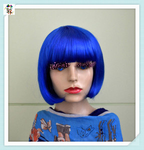 Synthetic Hair Short <strong>Blue</strong> Bob <strong>Wig</strong> Ladies' Glueless Fancy Dress Costume HPC-2000 Model Natural Style Long <strong>Wigs</strong> - Product Image 5
