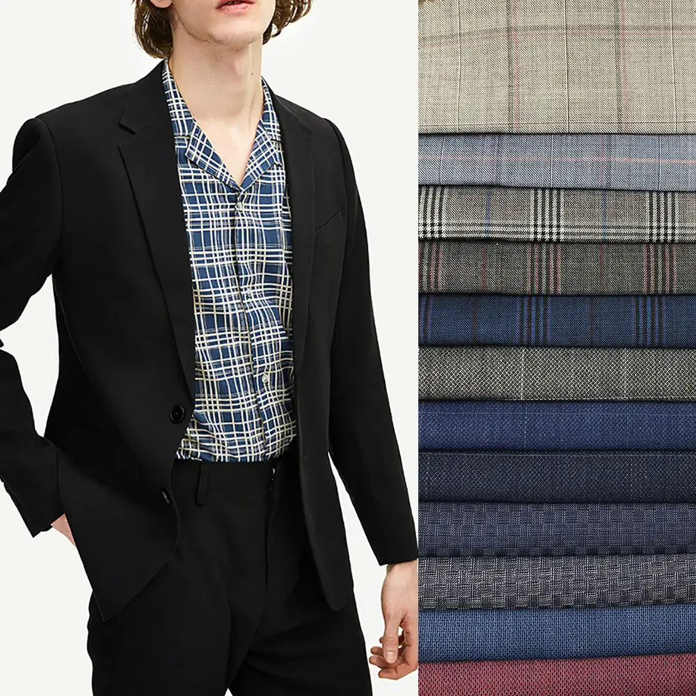 Маленький минимальный заказ итальянская шерстяная клетчатая оптовая продажа мужской костюмная ткань