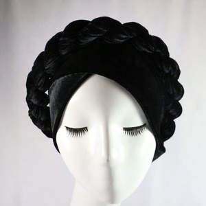 HZM-18148 de terciopelo de las mujeres turbante tapas trenzado cabeza Africana Bandana Twist pelo sombrero - Product Image 5
