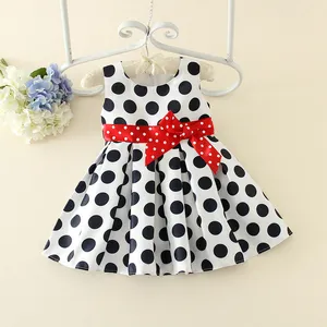 2024 New Arrival baby red dotted girl dresses latest dress designs black dotted dresses