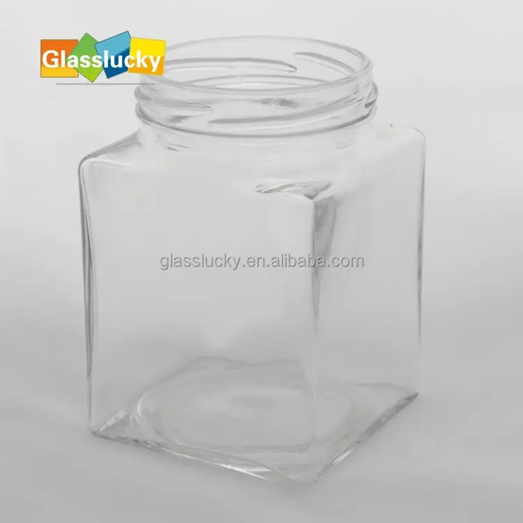 300ml quadratisches Honig glas mit Metall deckel, Glas marmeladen glas