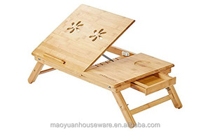 Folding <strong>Bamboo</strong> Laptop <strong>Table</strong> Natural Laptop Desk Commercial Furniture Folding <strong>Bamboo</strong> Laptop <strong>Table</strong> With Cup Holder and Drawer - Product Image 4