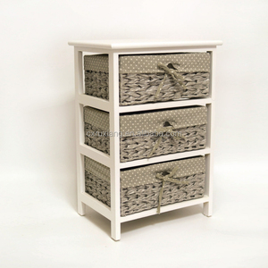 <span class=keywords><strong>Commode</strong></span> à <span class=keywords><strong>3</strong></span> niveaux en bois avec panier pour chambre à coucher - Product Image 6