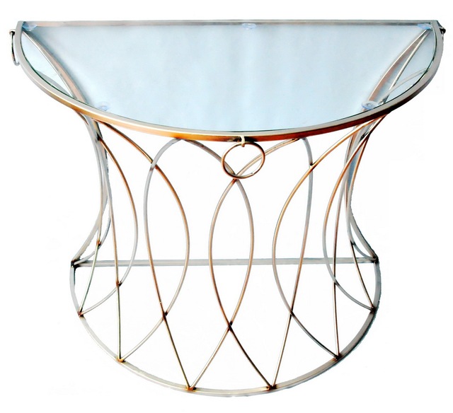 Console Half Moon Glass Table