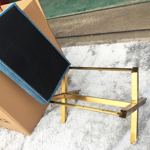 Blauwe Spons Comfortabele Voet Stap Kruk Moderne Leisure Voeten Poef 201 Geborsteld Roestvrij Staal Zachte Gewatteerde Stoel Kruk - Product Image 6