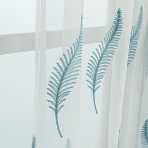 Cortina transparente blanca de tul con hojas bordadas de lujo para ventana, Organza, cortinas baratas para sala de estar, cortina para puerta - Product Image 4