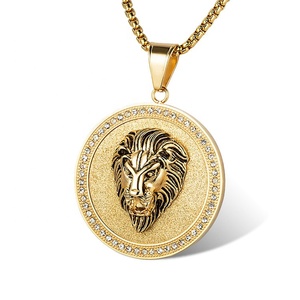 Marlary Usine Vente En Vrac Personnalisé En Acier Inoxydable <span class=keywords><strong>de</strong></span> Tête <span class=keywords><strong>de</strong></span> <span class=keywords><strong>Lion</strong></span> en <span class=keywords><strong>Or</strong></span> CZ <span class=keywords><strong>Pendentif</strong></span> - Product Image 1