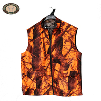 Nouveau modèle de gilet de chasse en polyester et cuir pour homme, camouflage orange, été, tailles personnalisables