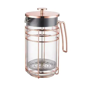 Transparent Borosilicate Glass 350ml French Press Rose Gold Small For Restaurant