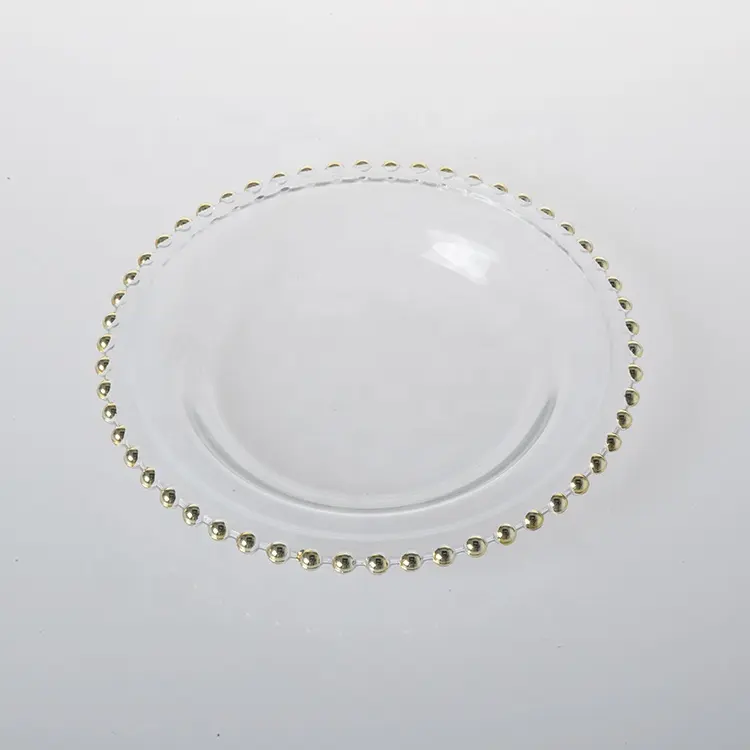 bulk transparent glass clear wedding under antique decorative glass charger plates with gold beaded rim