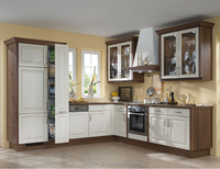 Meubles de cuisine en PVC sans cadre, panneau de particules, portes revêtues de PVC