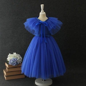 Nuovi vestiti per bambini di colore blu vestito da principessa per 3 anni vestito da ragazza vacanza sole abbigliamento per bambini - Product Image 4