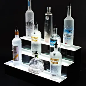 3 Tier Step LED Lighted Liquor Bottle Shelves Display