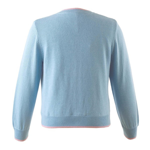 Cardigan Sottile Azzurro con Fiori Ricamati per Uniforme Scolastica Femminile - Product Image 2