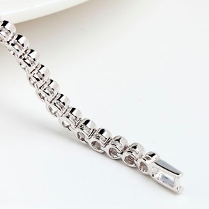 Platinum Teemi Wholesale 2015 Mujeres de lujo plateado genuino Ronda Clear CZ novia de la boda Pulseras y brazaletes de tenis - Product Image 5