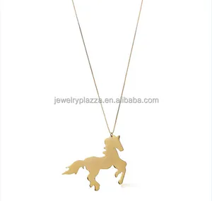 Long Unicorn Necklace Gold 18k Vermeil Horse Pendant Long Chain Fairy Tale Statement Jewelry