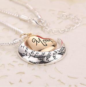 HX021 Yiwu Huilin gioielli Design personalizzato ti amo alla luna e alla luna posteriore a forma di luna e collana a cuore mamma - Product Image 3
