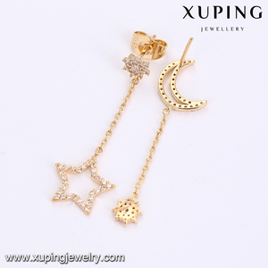 93502 Custom Jewelry Wholesale 18k Gold <strong>Moon</strong> <strong>Star</strong> Long <strong>Earrings</strong> - Product Image 5