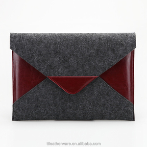 Brand Design Leather Dark Felt Sleeve Bag for MacBook Pro - Product Image 1