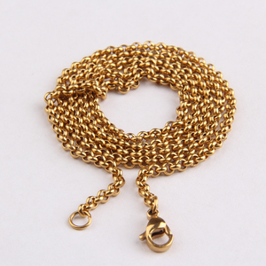 Collana a Catena in Acciaio Inossidabile Placcato Oro 18K, Gioielli alla Moda per Uomo e Donna, Catena <span class=keywords><strong>Rolo</strong></span> 18-36 Pollici - Product Image 2