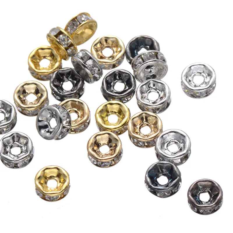 Perles pour la fabrication de bijoux, pièces, en argent et or, perles d'espacement, strass, bricolage