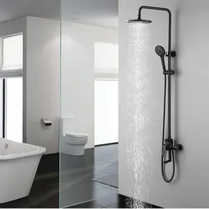 Noir Salle De Bain Luxe Robinet de Douche Pluie Mélangeur Tête Ronde, salle de bain Baignoire Douche Robinet Mural Accessoires de salle de Bain.