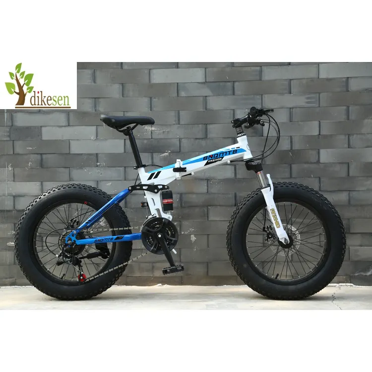 DIKESEN 26"folding Mountain Bike MTB Bicycle Fat Snow Bike Color Hot Sale Good Quality Customized Road Tiger 20 White and Blue