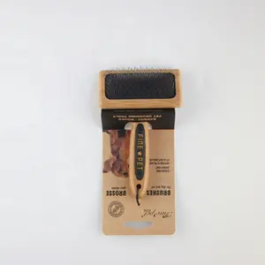 Eco -friendly bamboo pet brush with black rubber in high quality for dog grooming