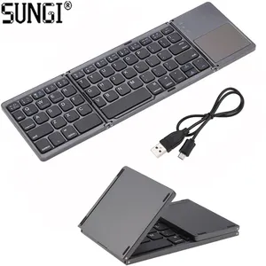 Portable Wireless Slim Twice Foldable Bluetooths Keyboard 3.0 Folding with Touchpad for Tablet Windows IOS