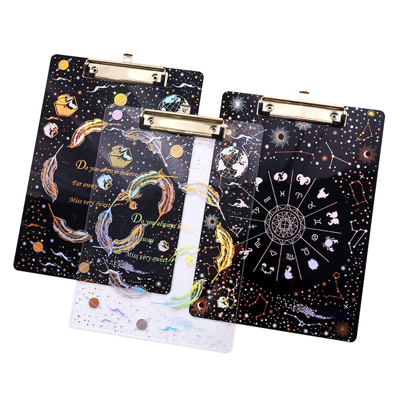 Блестящая акриловая полипропиленовая Золотая штамповочная доска с металлическим зажимом доска для письма для офиса и школы